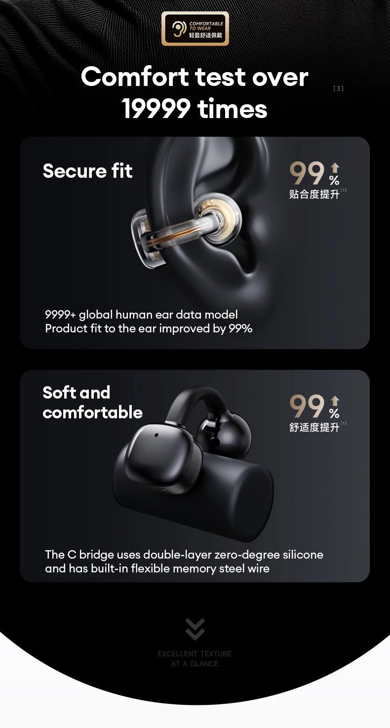 Choice Monster MQT65 OWS Bluetooth 6.0 Earphones Low Latency Earclip Bluetooth Headphones HD Call HiFi Music Game Sport Earbuds - Tara's Tiny Treasures