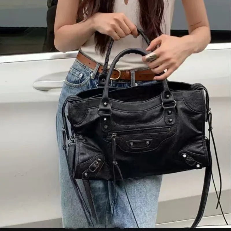 City Motorcycle Shoulder Bag Tote Bag for Women Luxury Designer 2026 Autumn and Winter handbag crossbody Large Capacity - Tara's Tiny Treasures