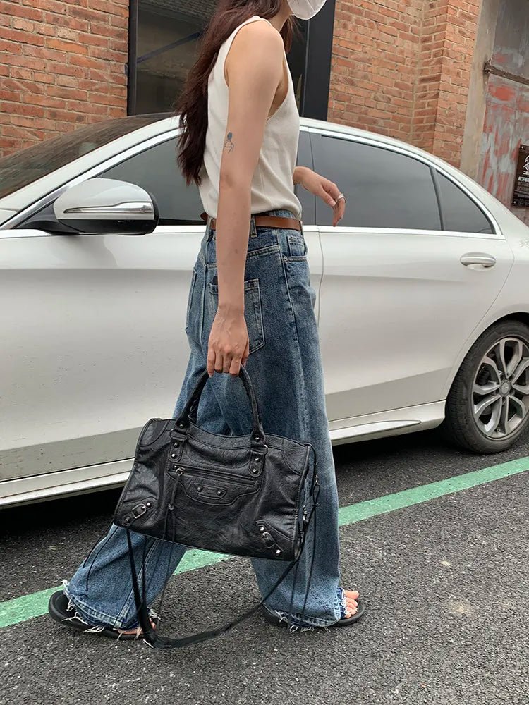 City Motorcycle Shoulder Bag Tote Bag for Women Luxury Designer 2026 Autumn and Winter handbag crossbody Large Capacity - Tara's Tiny Treasures