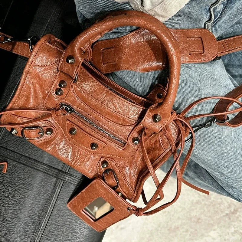 City Motorcycle Shoulder Bag Tote Bag for Women Luxury Designer 2026 Autumn and Winter handbag crossbody Large Capacity - Tara's Tiny Treasures