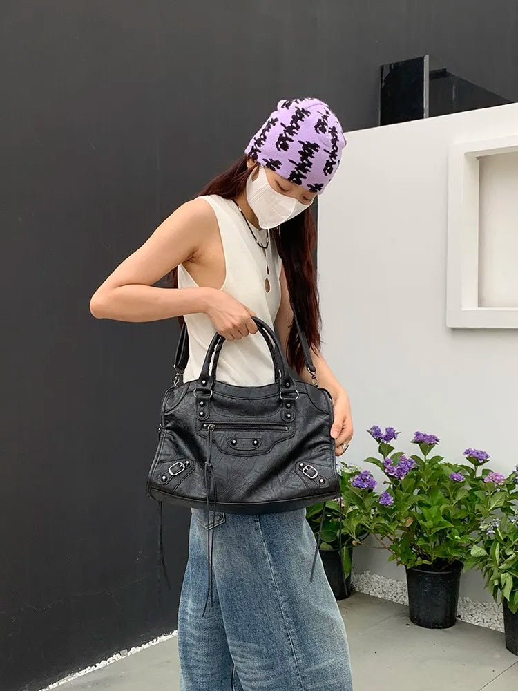 City Motorcycle Shoulder Bag Tote Bag for Women Luxury Designer 2026 Autumn and Winter handbag crossbody Large Capacity - Tara's Tiny Treasures