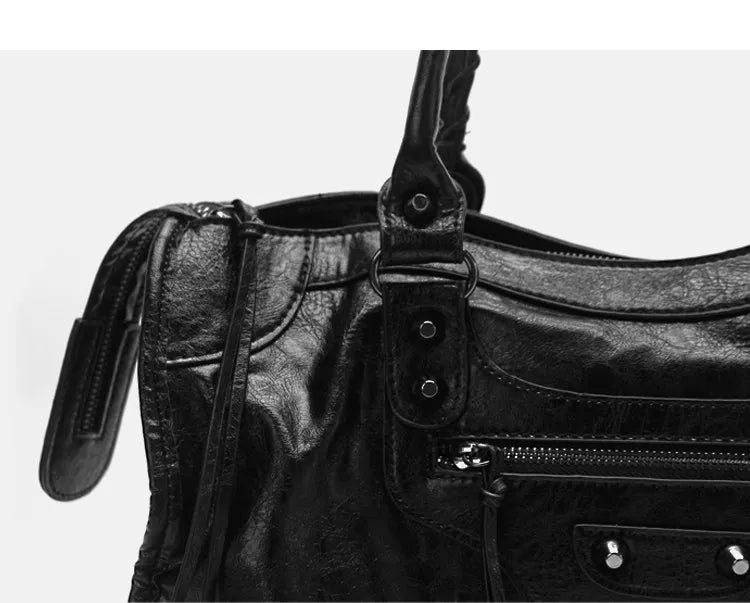 City Motorcycle Shoulder Bag Tote Bag for Women Luxury Designer 2026 Autumn and Winter handbag crossbody Large Capacity - Tara's Tiny Treasures