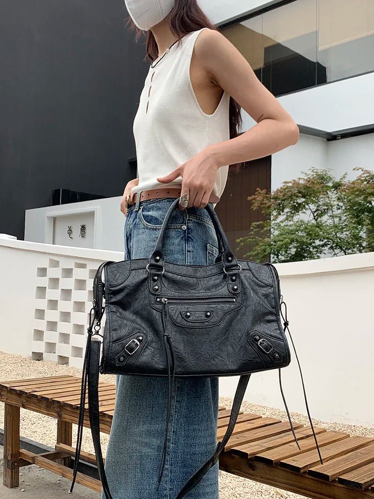 City Motorcycle Shoulder Bag Tote Bag for Women Luxury Designer 2026 Autumn and Winter handbag crossbody Large Capacity - Tara's Tiny Treasures