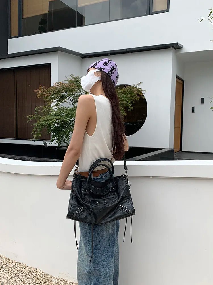 City Motorcycle Shoulder Bag Tote Bag for Women Luxury Designer 2026 Autumn and Winter handbag crossbody Large Capacity - Tara's Tiny Treasures