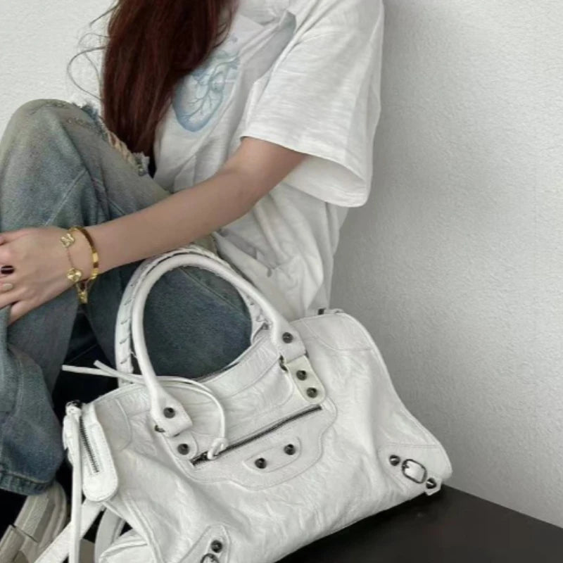 City Motorcycle Shoulder Bag Tote Bag for Women Luxury Designer 2026 Autumn and Winter handbag crossbody Large Capacity - Tara's Tiny Treasures