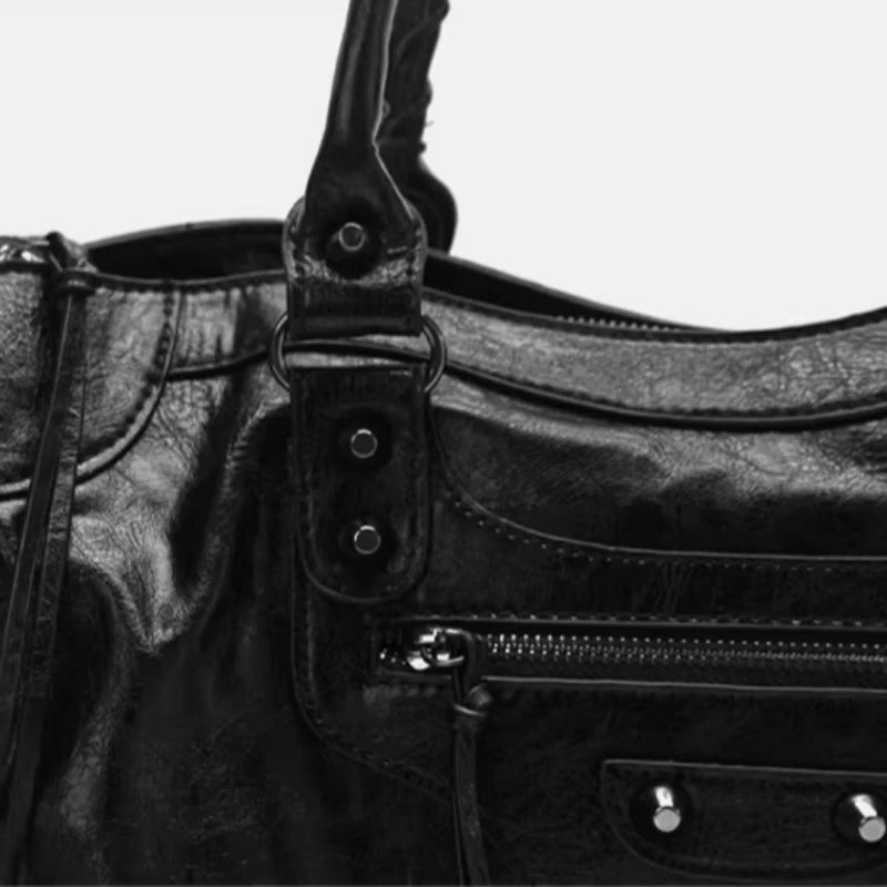 City Motorcycle Shoulder Bag Tote Bag for Women Luxury Designer 2026 Autumn and Winter handbag crossbody Large Capacity - Tara's Tiny Treasures