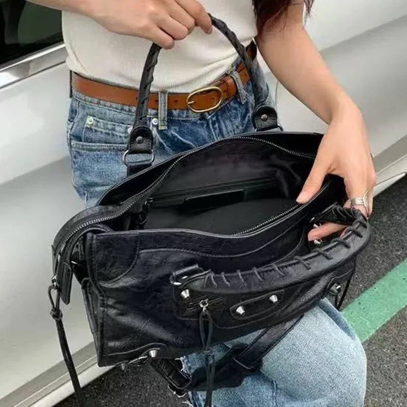 City Motorcycle Shoulder Bag Tote Bag for Women Luxury Designer 2026 Autumn and Winter handbag crossbody Large Capacity - Tara's Tiny Treasures