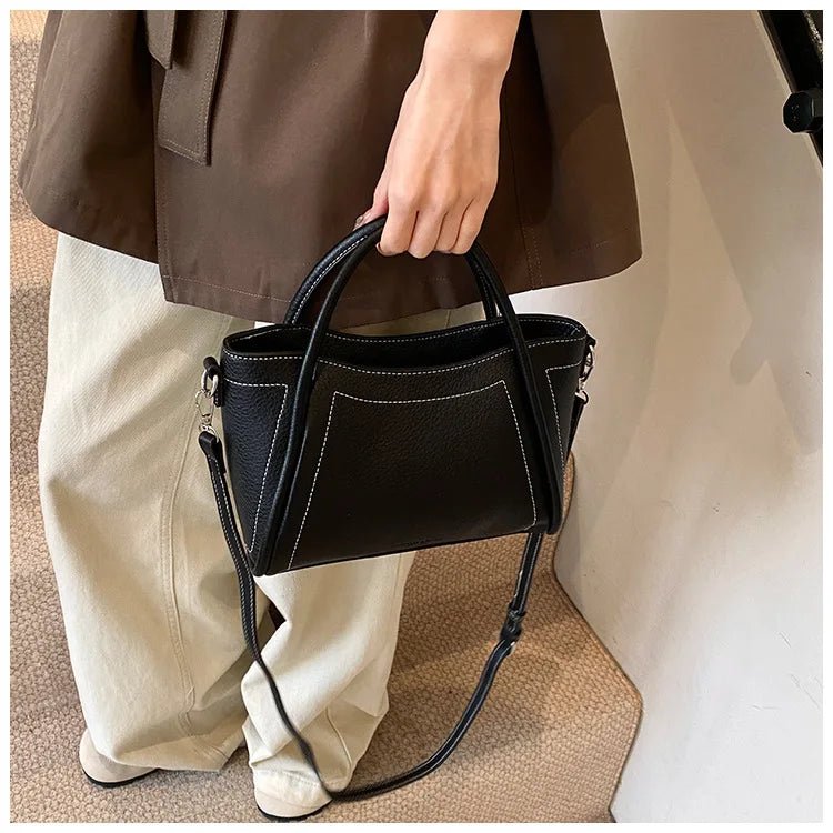 Classic Black Women's Handbags Elegant Office Ladies One Shoulder Bag Korean Simple Versatile PU Crossbody Bags New Trend - Tara's Tiny Treasures