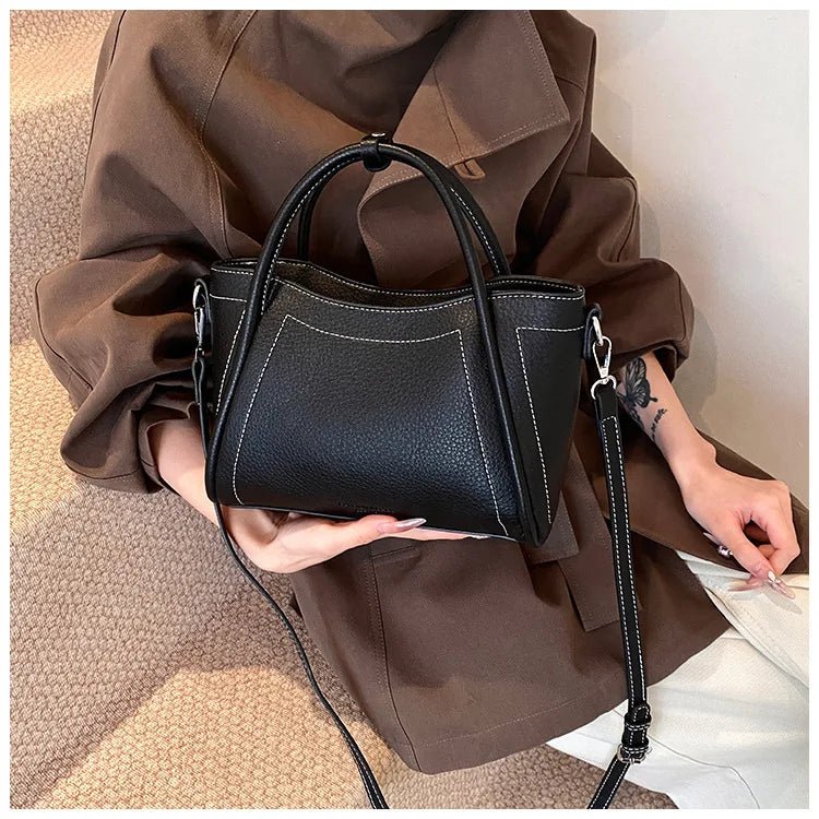 Classic Black Women's Handbags Elegant Office Ladies One Shoulder Bag Korean Simple Versatile PU Crossbody Bags New Trend - Tara's Tiny Treasures