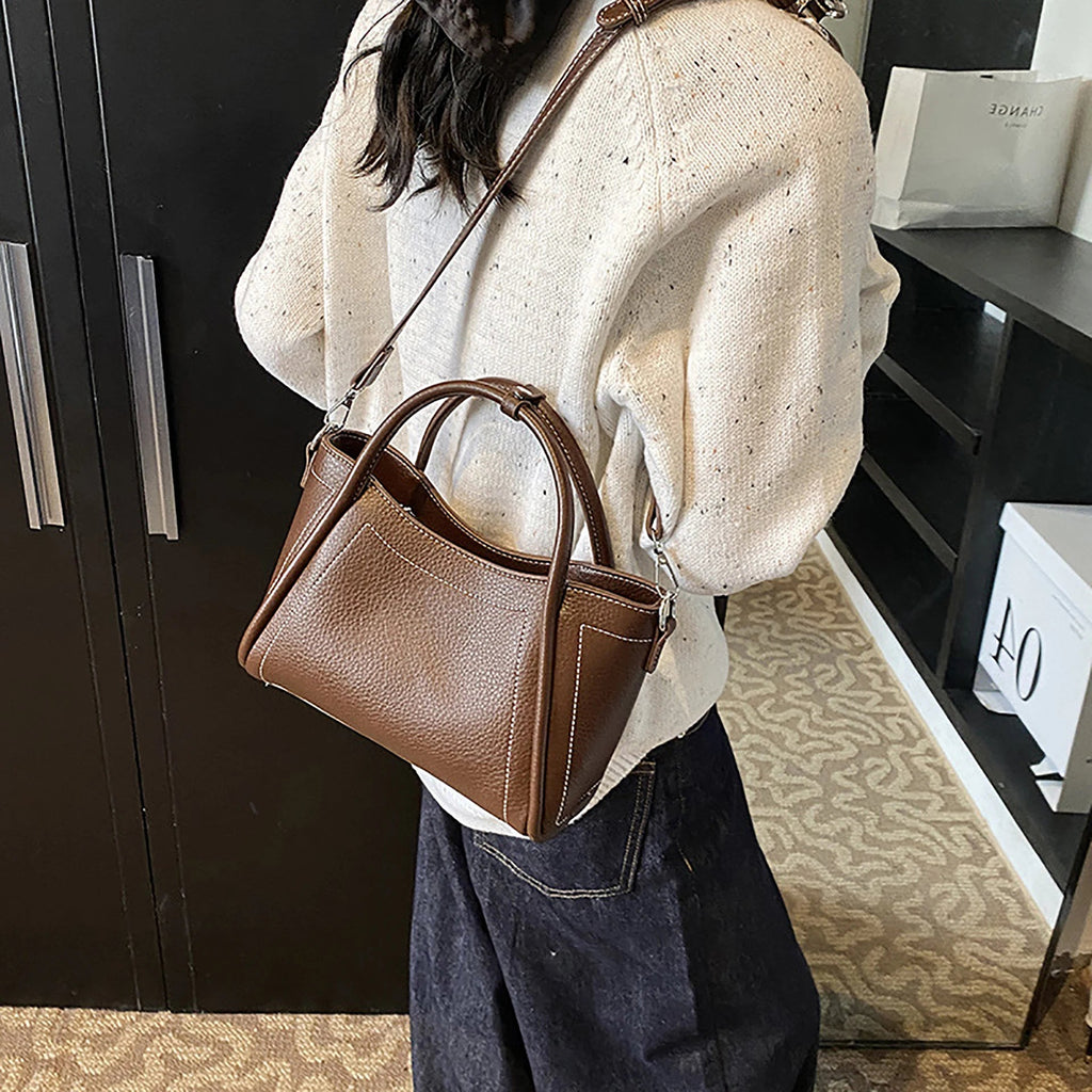 Classic Black Women's Handbags Elegant Office Ladies One Shoulder Bag Korean Simple Versatile PU Crossbody Bags New Trend - Tara's Tiny Treasures
