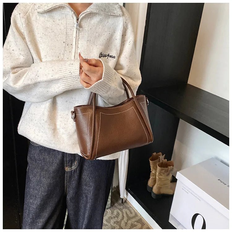 Classic Black Women's Handbags Elegant Office Ladies One Shoulder Bag Korean Simple Versatile PU Crossbody Bags New Trend - Tara's Tiny Treasures