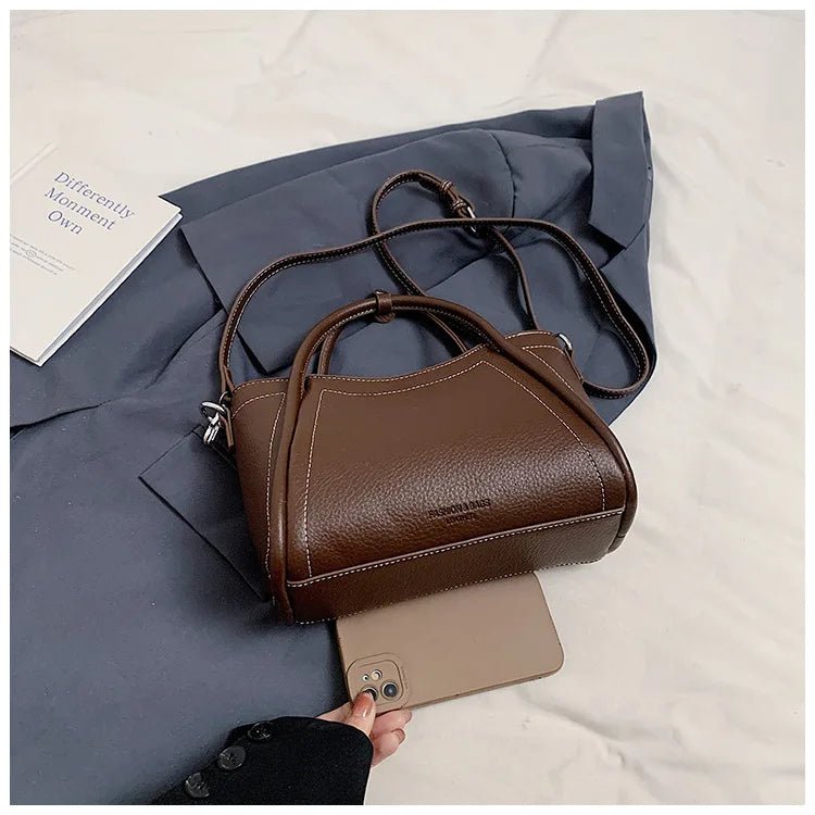 Classic Black Women's Handbags Elegant Office Ladies One Shoulder Bag Korean Simple Versatile PU Crossbody Bags New Trend - Tara's Tiny Treasures