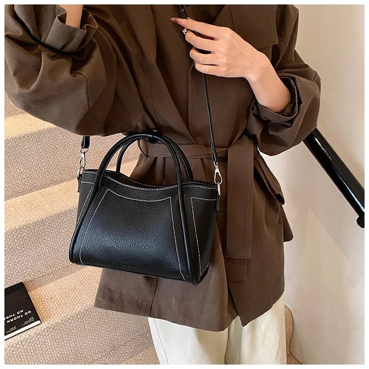 Classic Black Women's Handbags Elegant Office Ladies One Shoulder Bag Korean Simple Versatile PU Crossbody Bags New Trend - Tara's Tiny Treasures