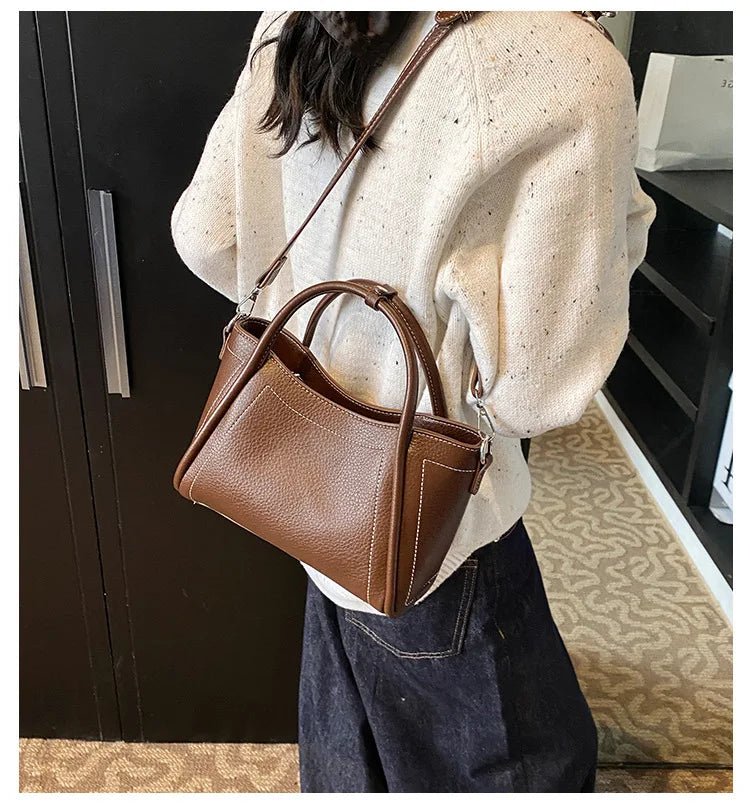 Classic Black Women's Handbags Elegant Office Ladies One Shoulder Bag Korean Simple Versatile PU Crossbody Bags New Trend - Tara's Tiny Treasures