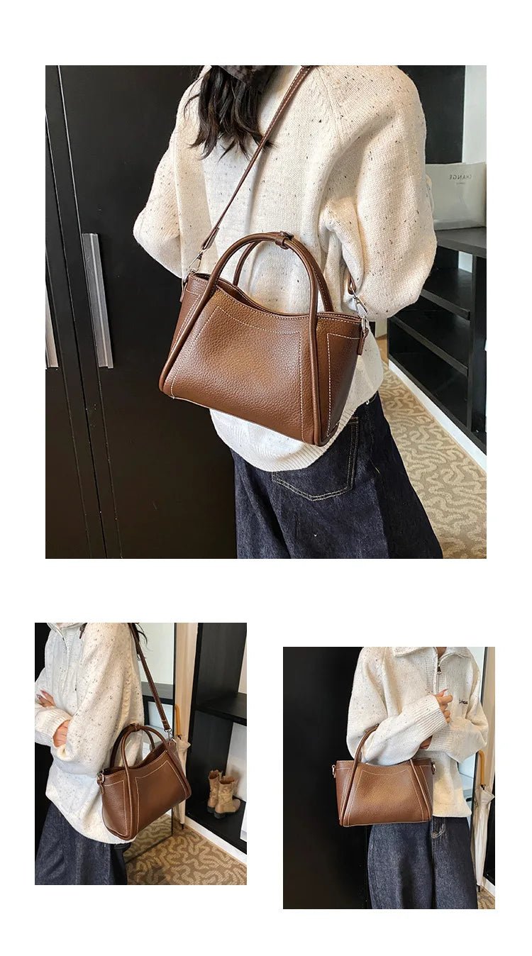 Classic Black Women's Handbags Elegant Office Ladies One Shoulder Bag Korean Simple Versatile PU Crossbody Bags New Trend - Tara's Tiny Treasures