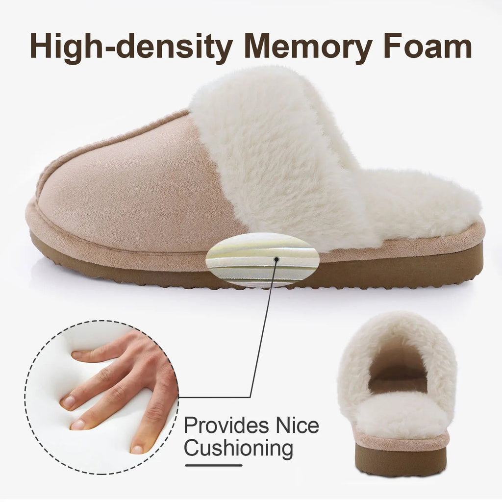 Crestar Women's Winter Fuzzy House Slippers New Warm Soft Sole Non-slip Cotton Shoes Lady Memory Foam Bathroom Platform Slipper - Tara's Tiny Treasures