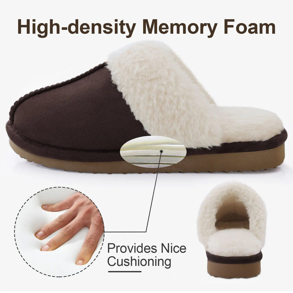 Crestar Women's Winter Fuzzy House Slippers New Warm Soft Sole Non-slip Cotton Shoes Lady Memory Foam Bathroom Platform Slipper - Tara's Tiny Treasures