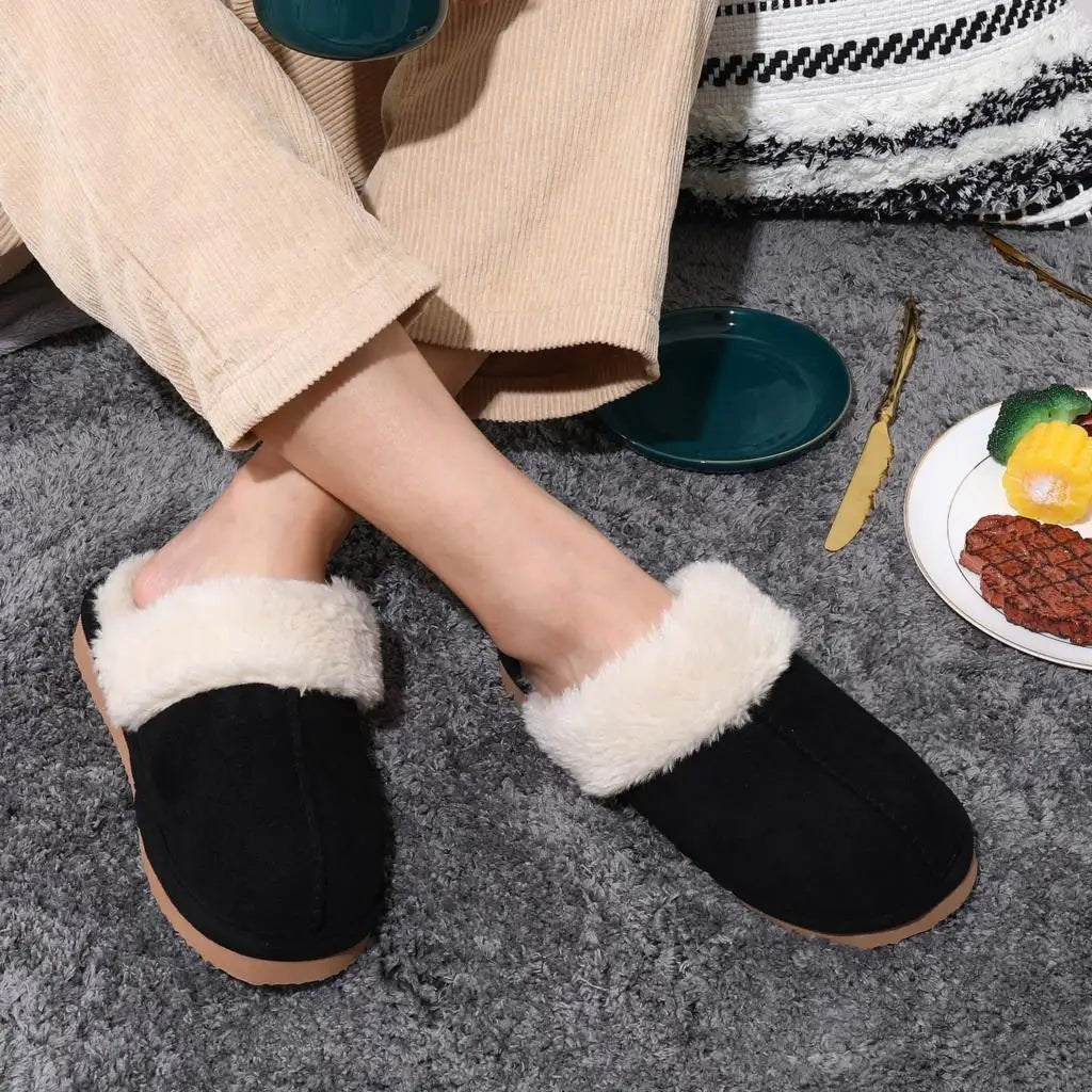 Crestar Women's Winter Fuzzy House Slippers New Warm Soft Sole Non-slip Cotton Shoes Lady Memory Foam Bathroom Platform Slipper - Tara's Tiny Treasures
