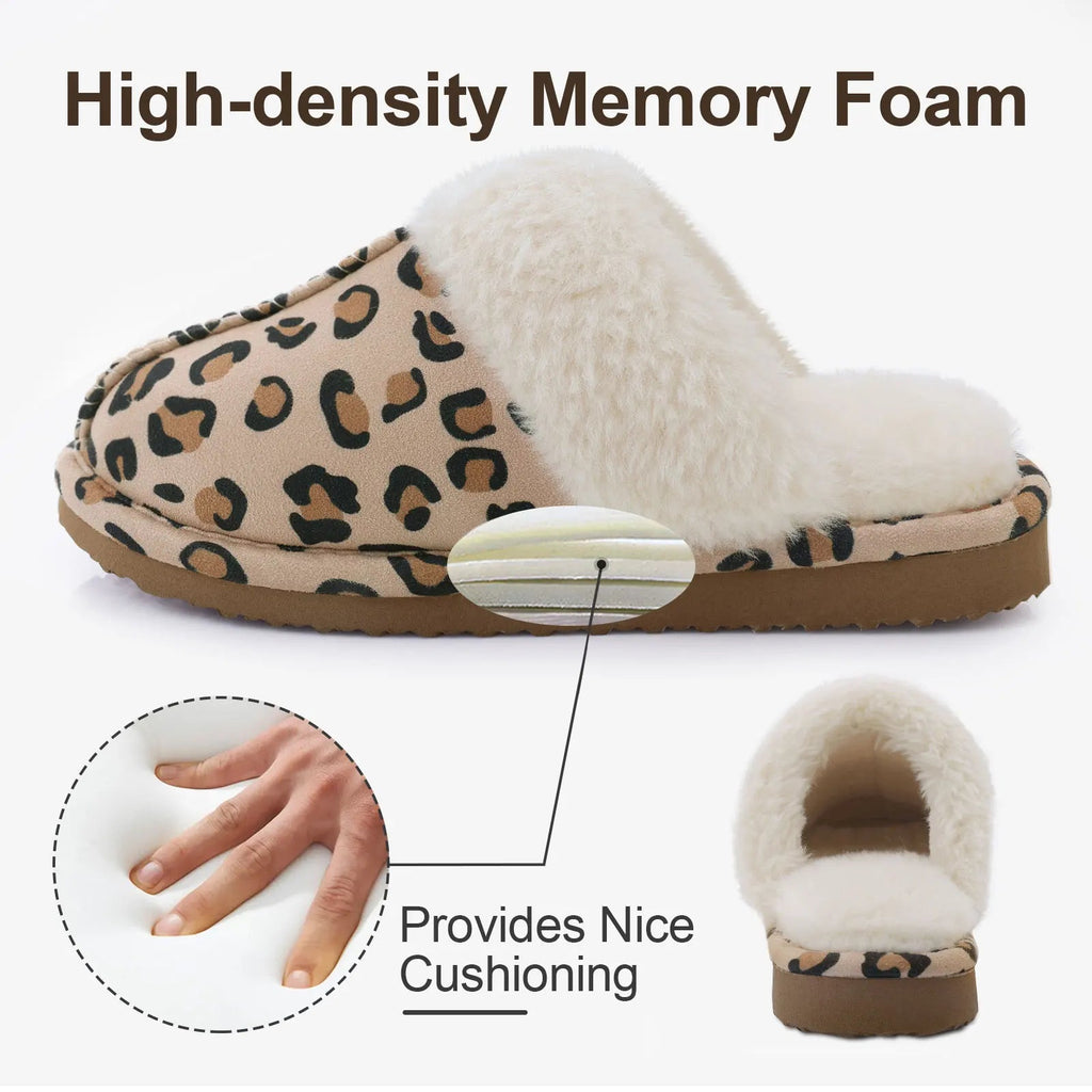 Crestar Women's Winter Fuzzy House Slippers New Warm Soft Sole Non-slip Cotton Shoes Lady Memory Foam Bathroom Platform Slipper - Tara's Tiny Treasures