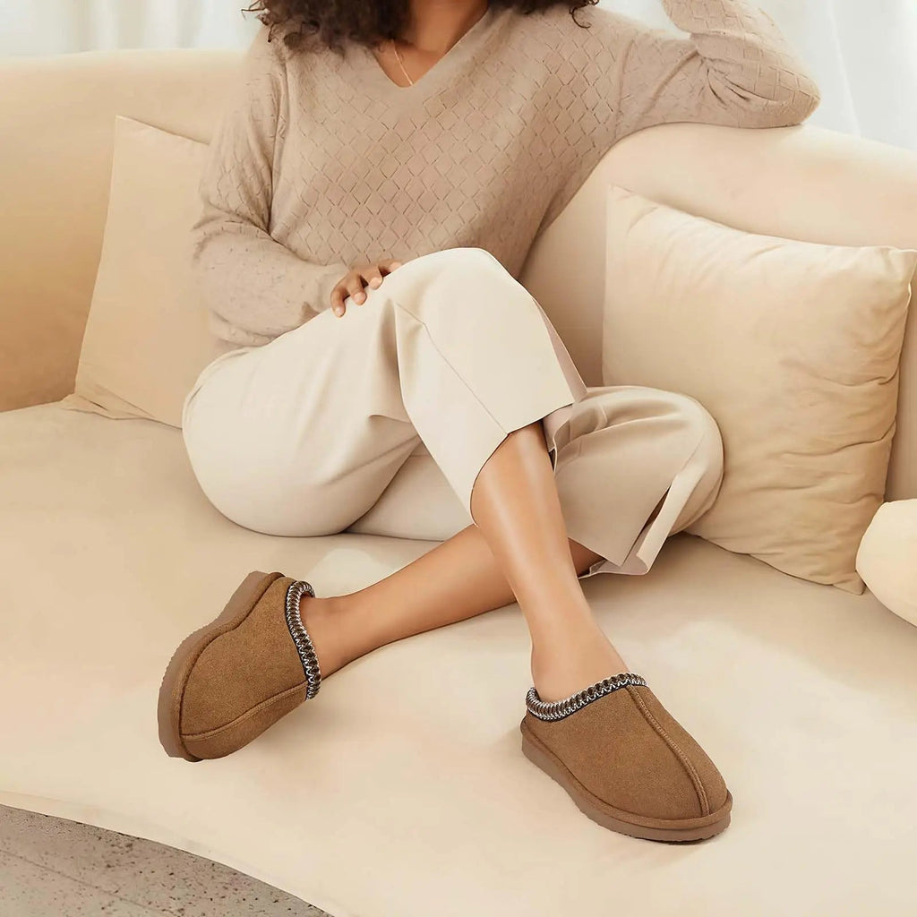 Crestar Women's Winter Fuzzy House Slippers New Warm Soft Sole Non-slip Cotton Shoes Lady Memory Foam Bathroom Platform Slipper - Tara's Tiny Treasures