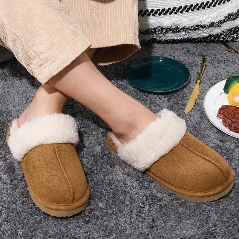Crestar Women's Winter Fuzzy House Slippers New Warm Soft Sole Non-slip Cotton Shoes Lady Memory Foam Bathroom Platform Slipper - Tara's Tiny Treasures