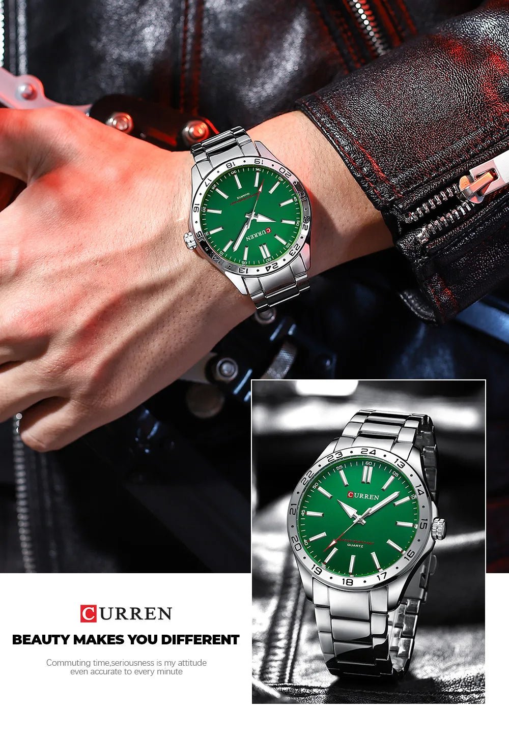 CURREN 8452 Men Quartz Watch Simple Fashion Leisure Business Clock Black Silvery Stainless Steel Strap Wristwatch for Male - Tara's Tiny Treasures
