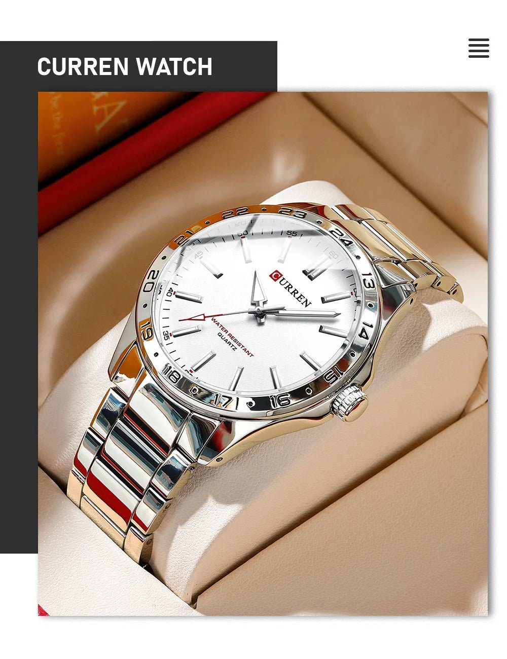 CURREN 8452 Men Quartz Watch Simple Fashion Leisure Business Clock Black Silvery Stainless Steel Strap Wristwatch for Male - Tara's Tiny Treasures
