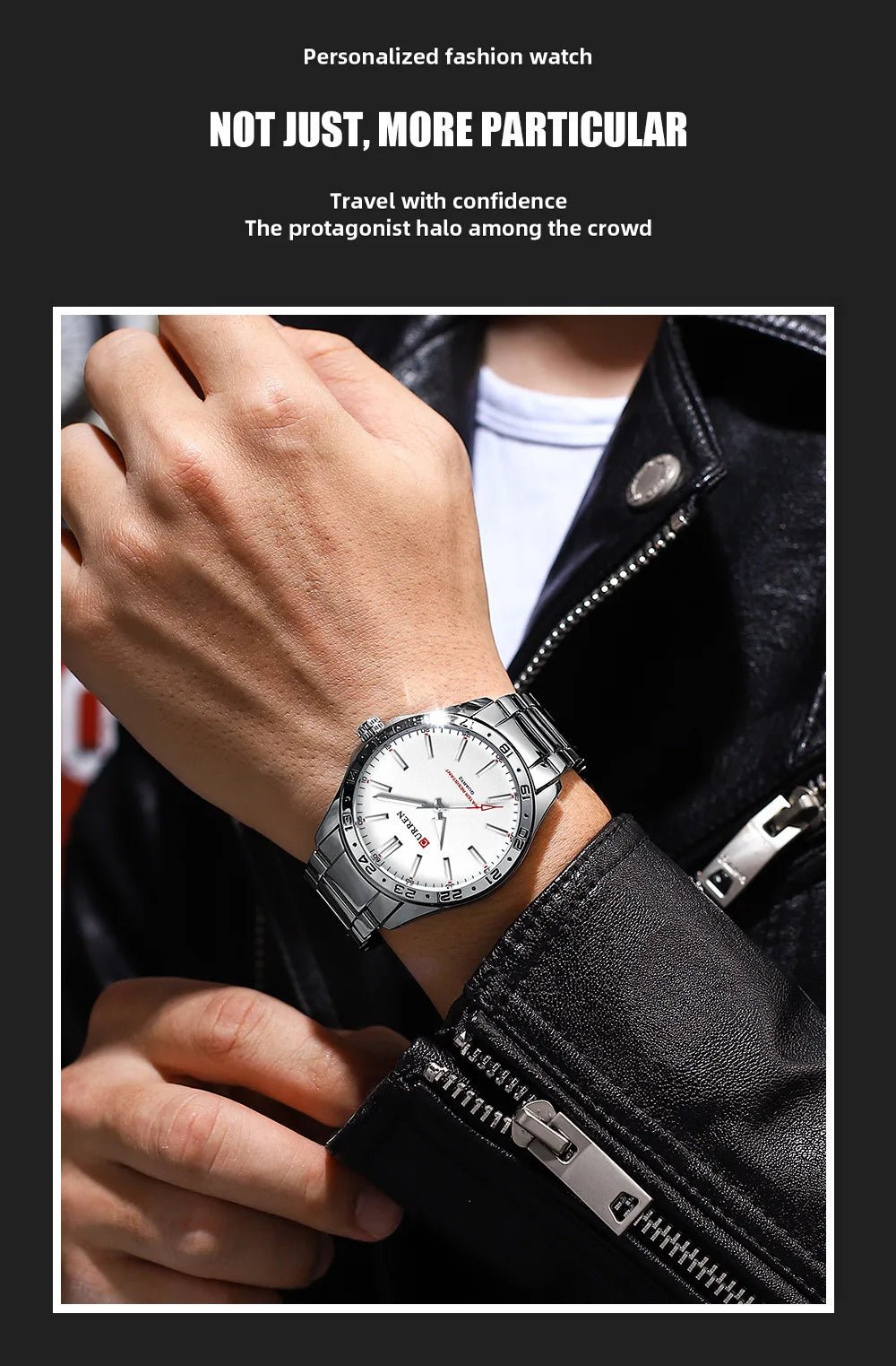 CURREN 8452 Men Quartz Watch Simple Fashion Leisure Business Clock Black Silvery Stainless Steel Strap Wristwatch for Male - Tara's Tiny Treasures