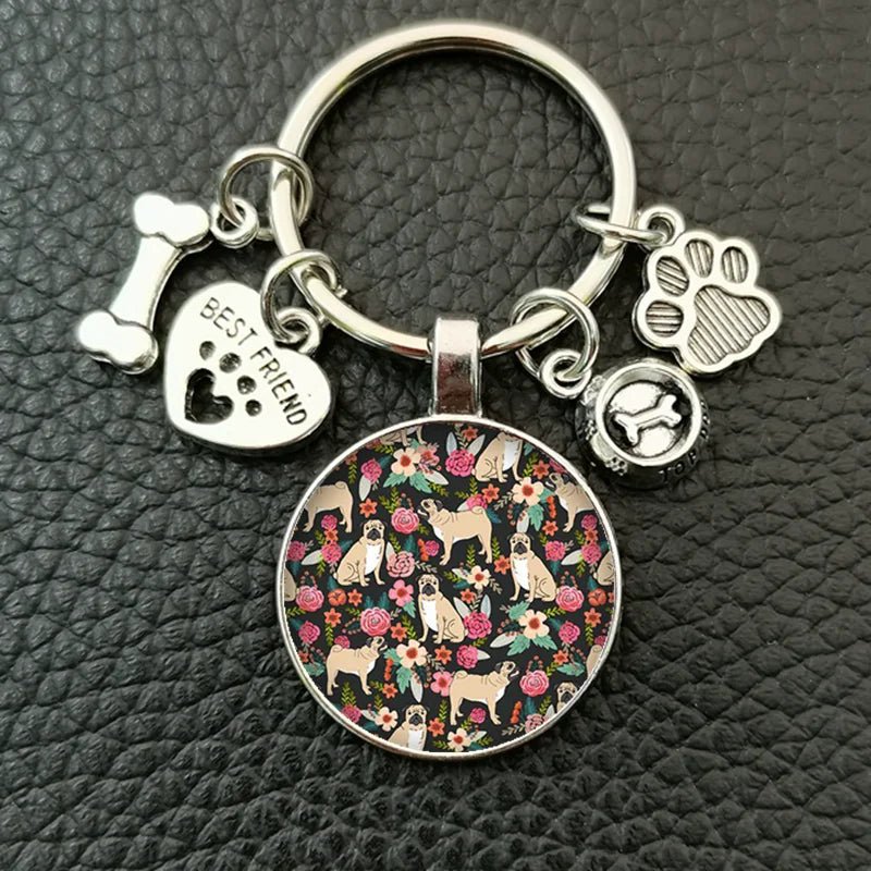 Cute animal beagle pug dog glass cabochon poodle teddy art picture glass dome DIY handmade jewelry key chain - Tara's Tiny Treasures