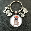 Cute animal beagle pug dog glass cabochon poodle teddy art picture glass dome DIY handmade jewelry key chain - Tara's Tiny Treasures