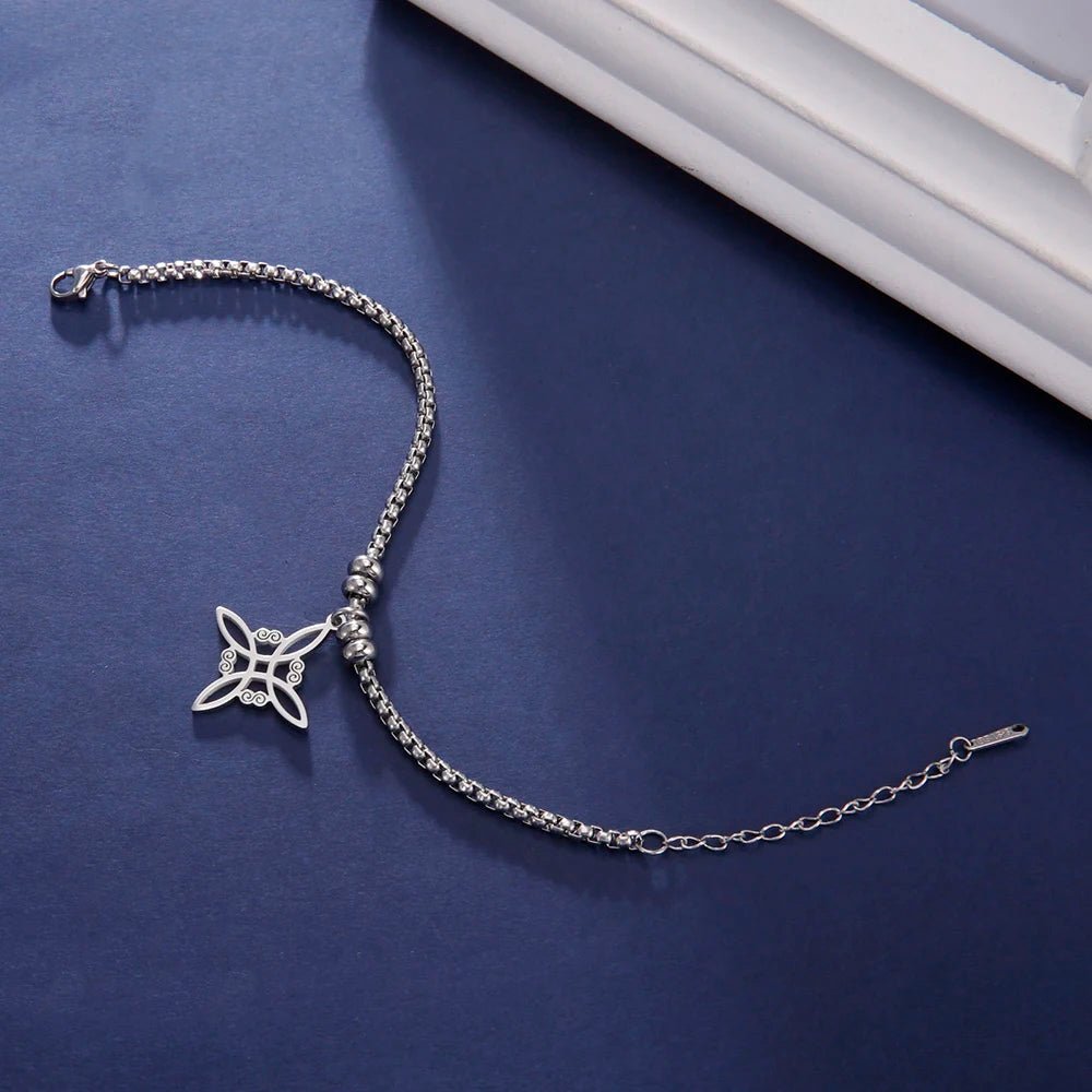 Dawapara Witch Knot Charm Bracelet for Women Celtics Knot Protection Amulet Bead Chain Stainless Steel Witchcraft Wiccan Jewelry - Tara's Tiny Treasures