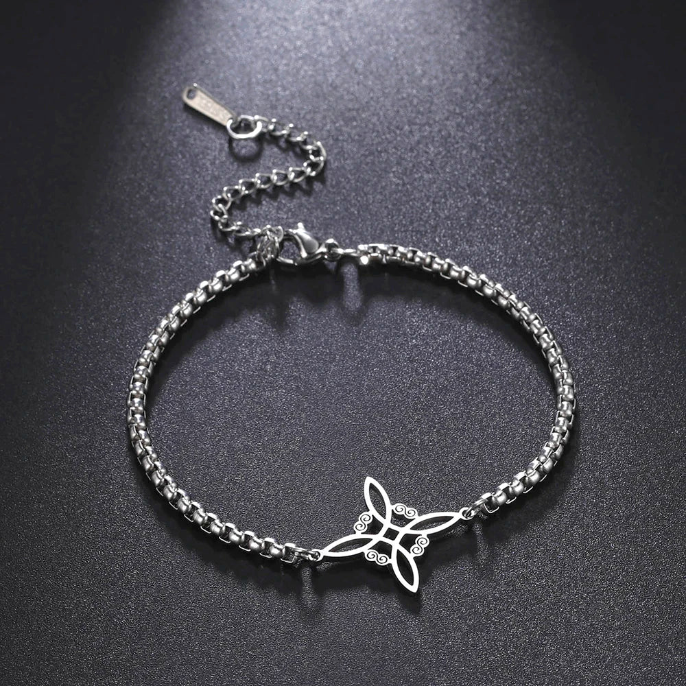 Dawapara Witch Knot Charm Bracelet for Women Celtics Knot Protection Amulet Bead Chain Stainless Steel Witchcraft Wiccan Jewelry - Tara's Tiny Treasures
