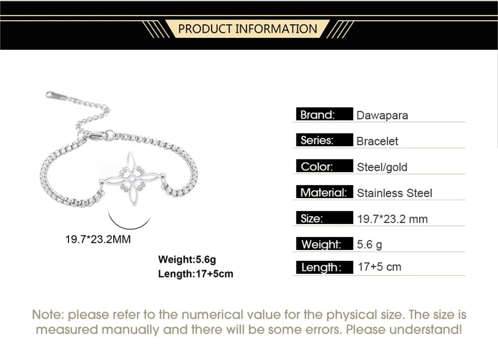 Dawapara Witch Knot Charm Bracelet for Women Celtics Knot Protection Amulet Bead Chain Stainless Steel Witchcraft Wiccan Jewelry - Tara's Tiny Treasures