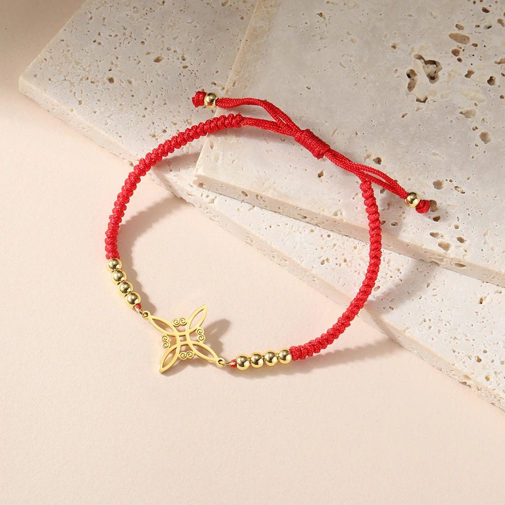 Dawapara Witch Knot Charm Bracelet for Women Celtics Knot Protection Amulet Bead Chain Stainless Steel Witchcraft Wiccan Jewelry - Tara's Tiny Treasures