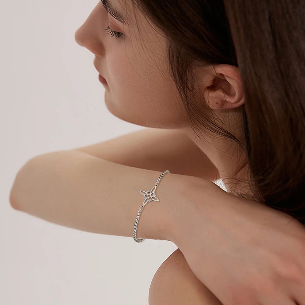 Dawapara Witch Knot Charm Bracelet for Women Celtics Knot Protection Amulet Bead Chain Stainless Steel Witchcraft Wiccan Jewelry - Tara's Tiny Treasures