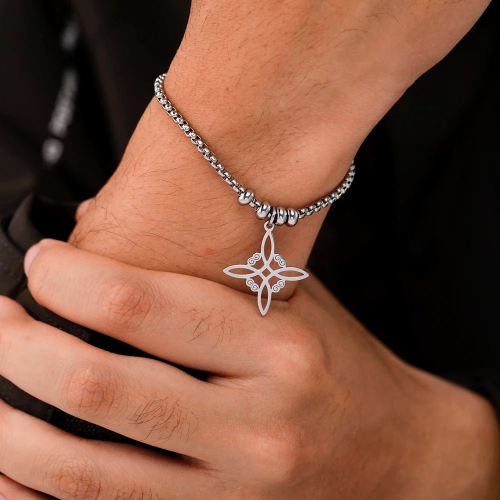 Dawapara Witch Knot Charm Bracelet for Women Celtics Knot Protection Amulet Bead Chain Stainless Steel Witchcraft Wiccan Jewelry - Tara's Tiny Treasures