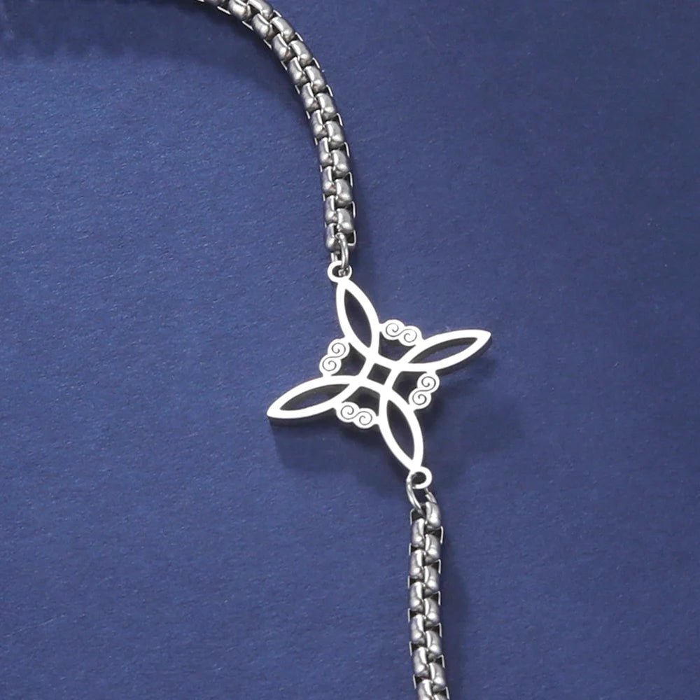 Dawapara Witch Knot Charm Bracelet for Women Celtics Knot Protection Amulet Bead Chain Stainless Steel Witchcraft Wiccan Jewelry - Tara's Tiny Treasures
