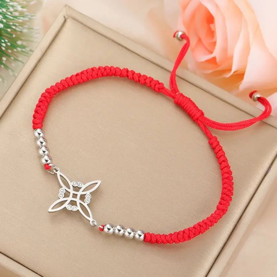 Dawapara Witch Knot Charm Bracelet for Women Celtics Knot Protection Amulet Bead Chain Stainless Steel Witchcraft Wiccan Jewelry - Tara's Tiny Treasures