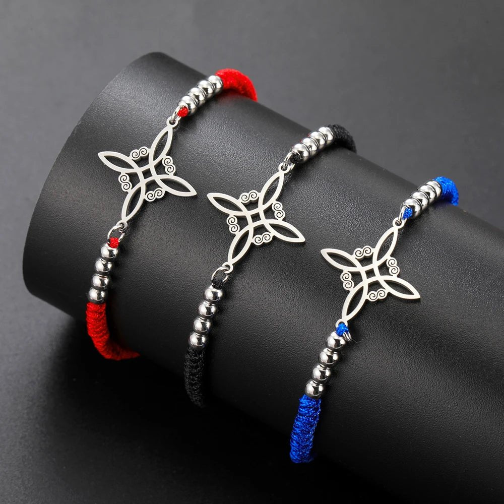 Dawapara Witch Knot Charm Bracelet for Women Celtics Knot Protection Amulet Bead Chain Stainless Steel Witchcraft Wiccan Jewelry - Tara's Tiny Treasures