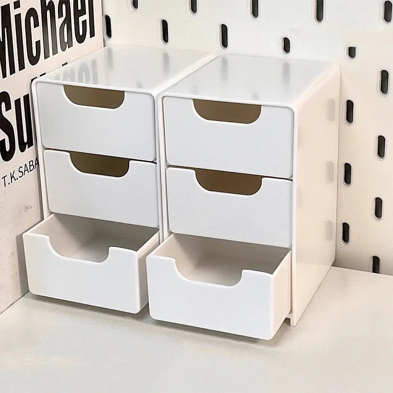 Desktop Storage Box For Makeup Jewelry Mini Large Capacity Jewelry Box Multifunctional 3-Tier Desk Organizer With Drawers - Tara's Tiny Treasures