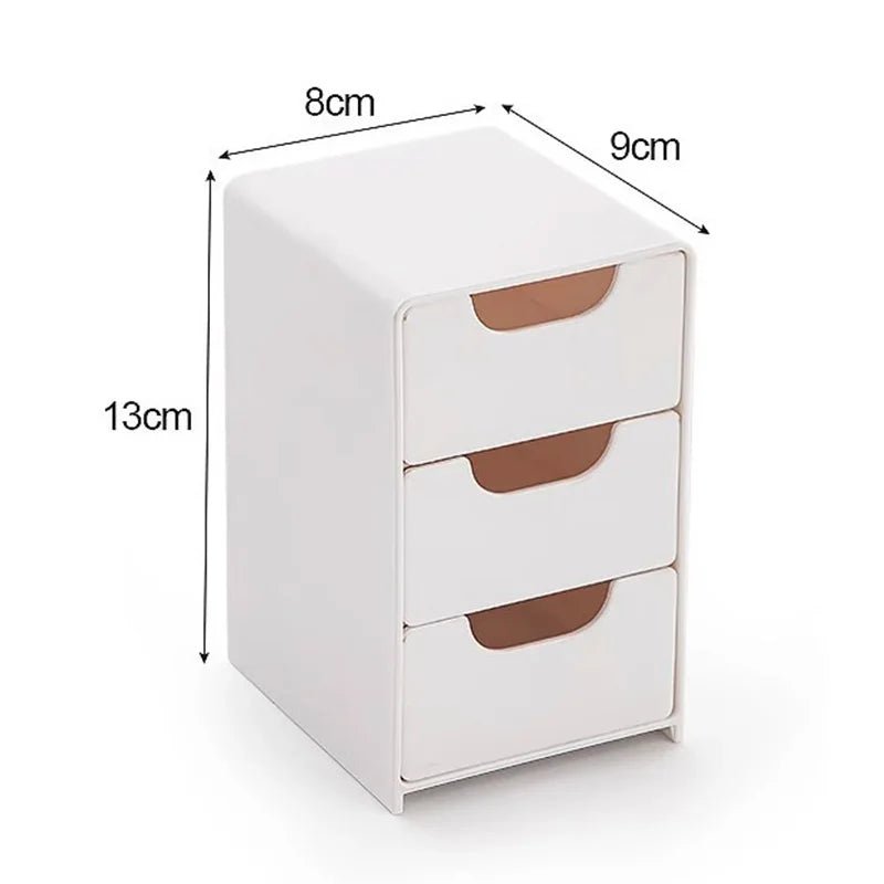 Desktop Storage Box For Makeup Jewelry Mini Large Capacity Jewelry Box Multifunctional 3-Tier Desk Organizer With Drawers - Tara's Tiny Treasures