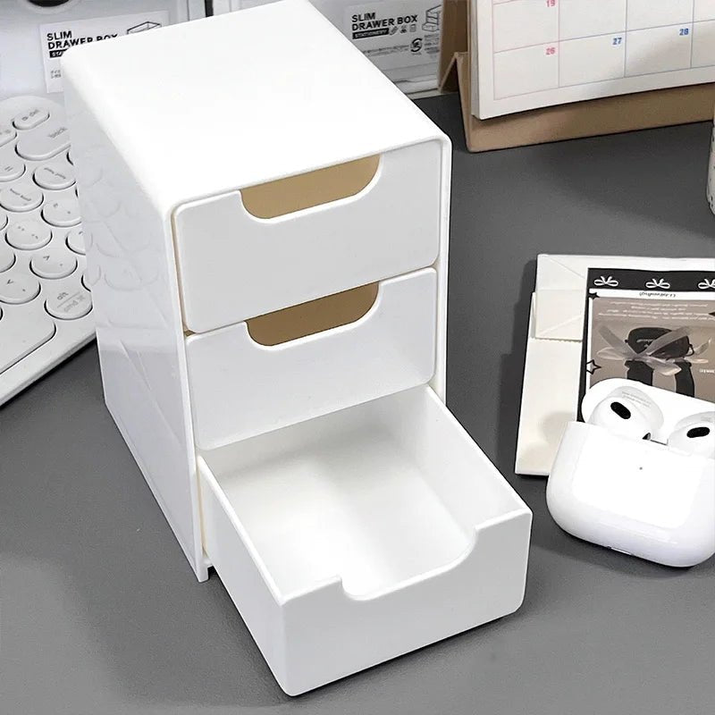 Desktop Storage Box For Makeup Jewelry Mini Large Capacity Jewelry Box Multifunctional 3-Tier Desk Organizer With Drawers - Tara's Tiny Treasures