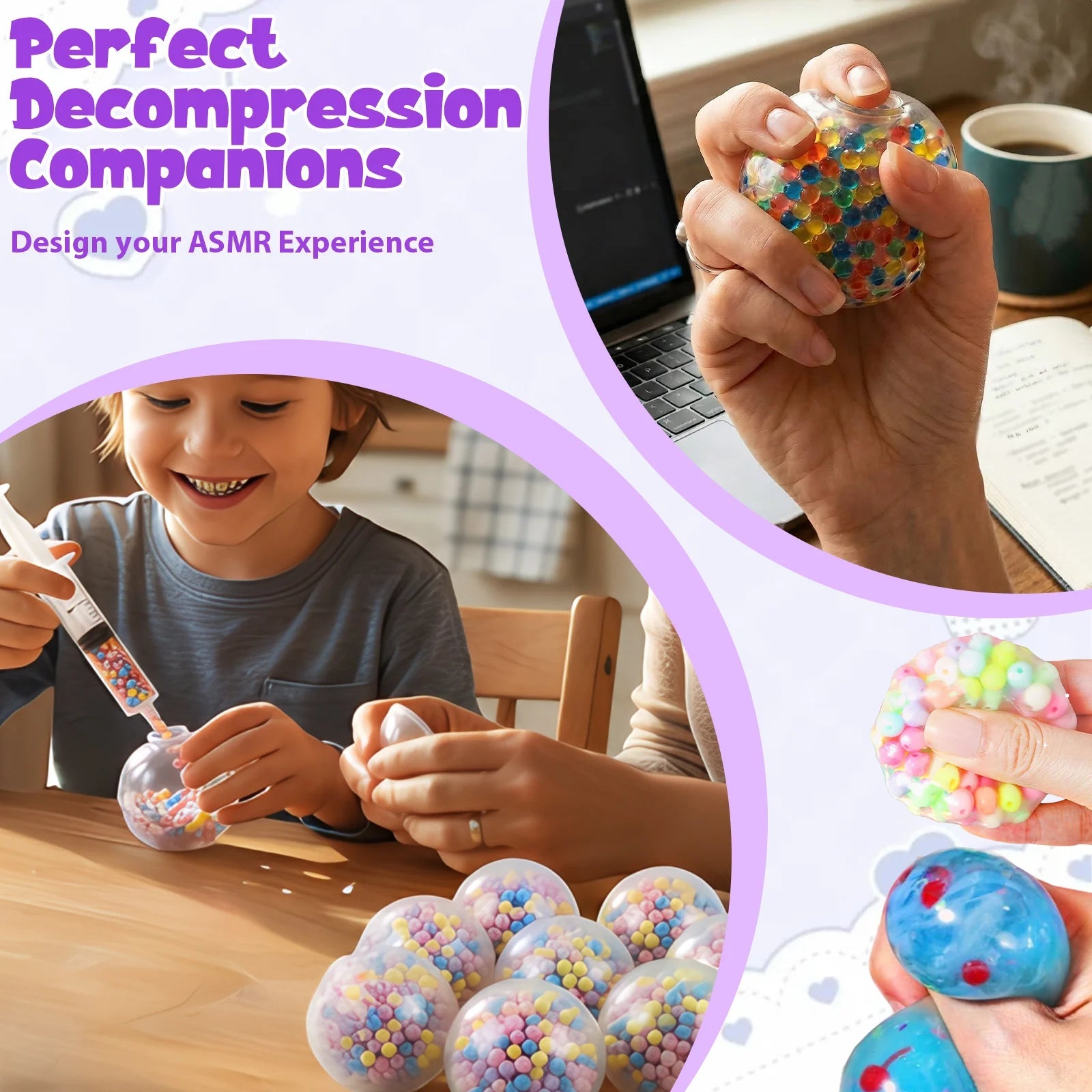 DIY Blank Stress Ball Making Kit Anxiety Relief Toy Handmade Squishy Stress Balls Empty Squeeze Ball Decorative Balls Party Gift - Tara's Tiny Treasures