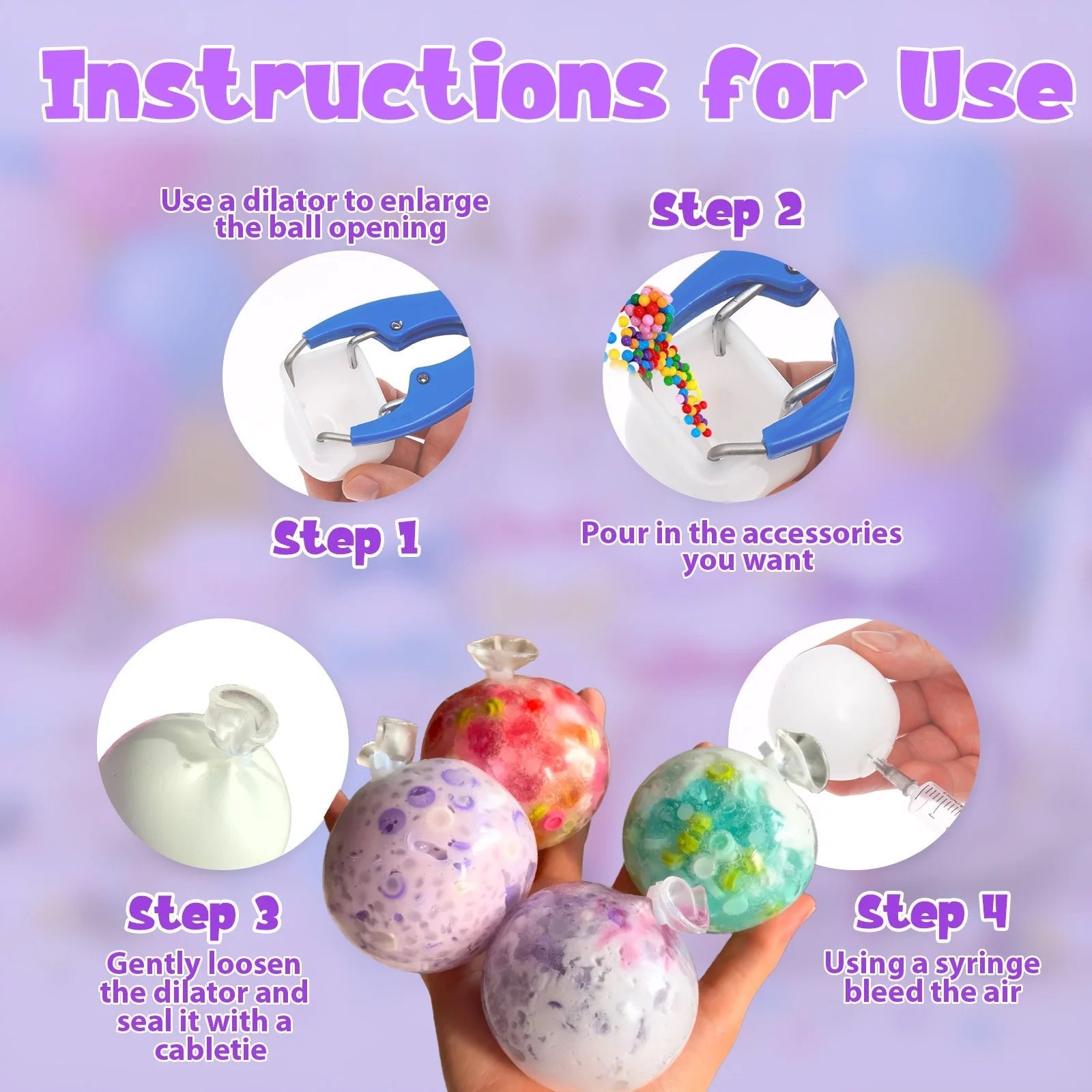 DIY Blank Stress Ball Making Kit Anxiety Relief Toy Handmade Squishy Stress Balls Empty Squeeze Ball Decorative Balls Party Gift - Tara's Tiny Treasures