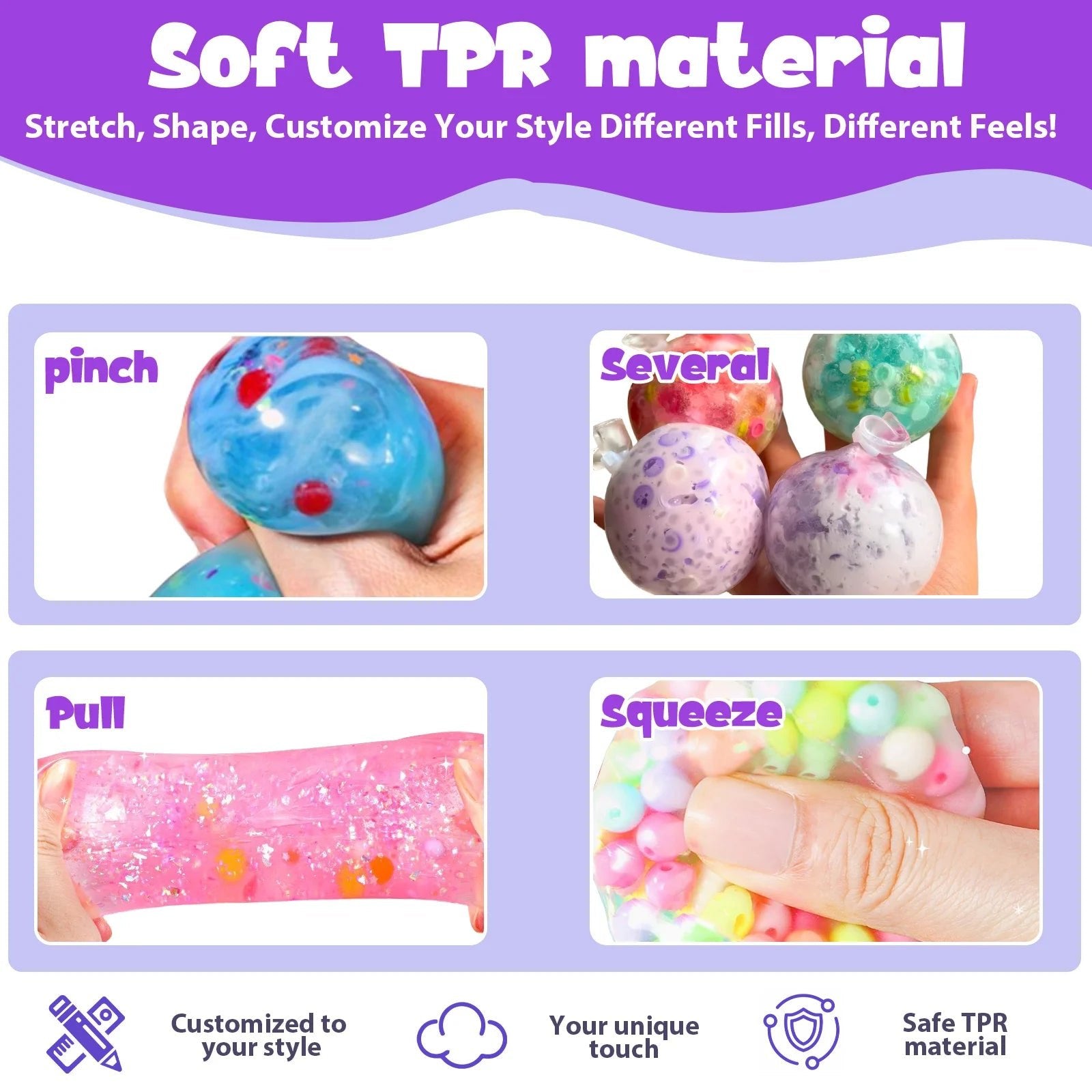 DIY Blank Stress Ball Making Kit Anxiety Relief Toy Handmade Squishy Stress Balls Empty Squeeze Ball Decorative Balls Party Gift - Tara's Tiny Treasures