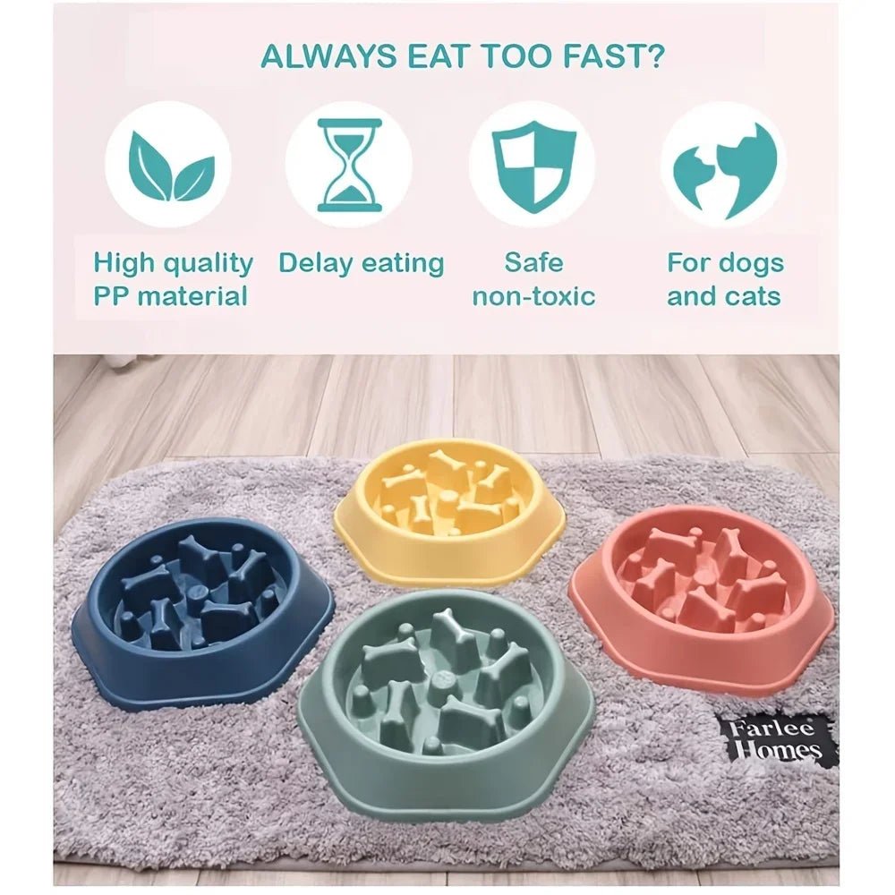 Dog Slow Feeder Non-choking Pet Bowl Anti Slip and Large Capacity for Dog and Cat Anxiety Relief Slow Food Feeding Pet Supply - Tara's Tiny Treasures