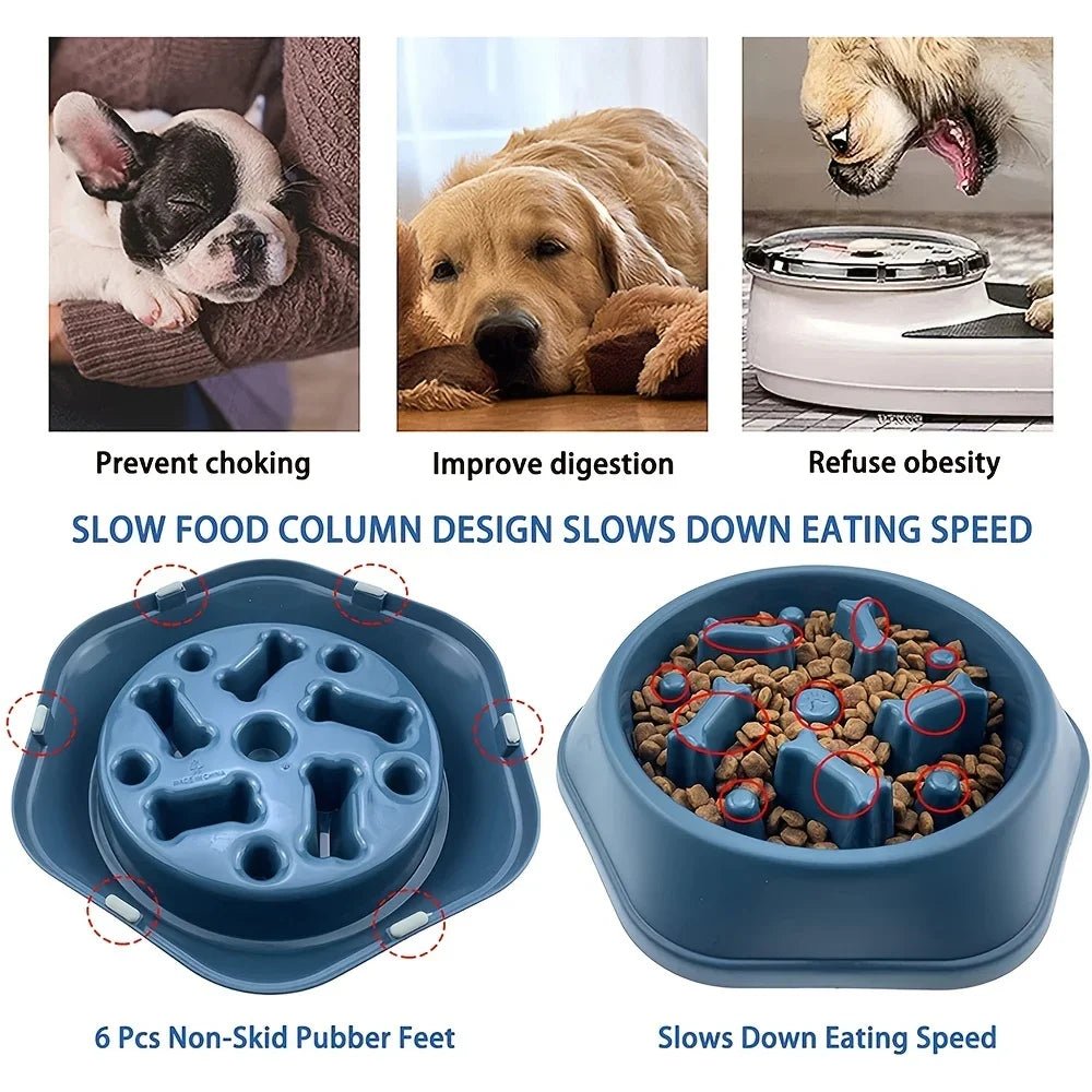 Dog Slow Feeder Non-choking Pet Bowl Anti Slip and Large Capacity for Dog and Cat Anxiety Relief Slow Food Feeding Pet Supply - Tara's Tiny Treasures