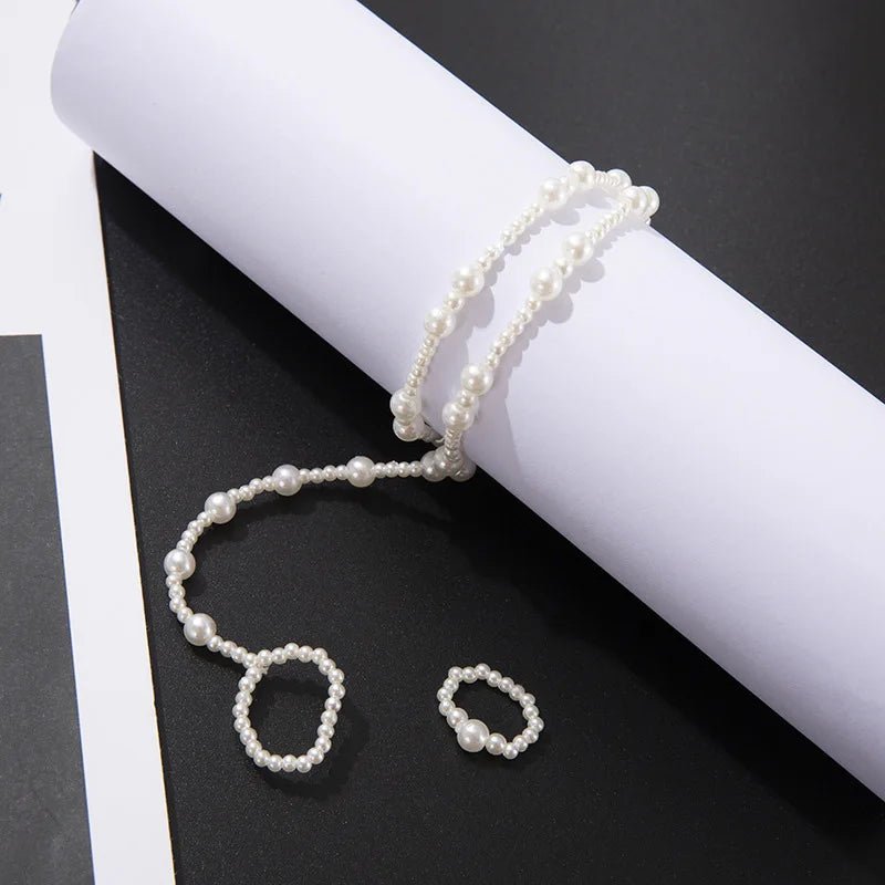 Double Layer Pearl Anklets for Women Summer Beach Sandal Anklet Barefoot Jewelry Bohemia Accessories Outdoor Travel Foot Chains - Tara's Tiny Treasures