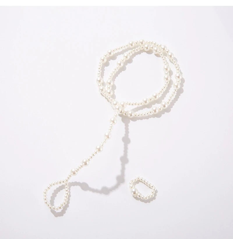 Double Layer Pearl Anklets for Women Summer Beach Sandal Anklet Barefoot Jewelry Bohemia Accessories Outdoor Travel Foot Chains - Tara's Tiny Treasures