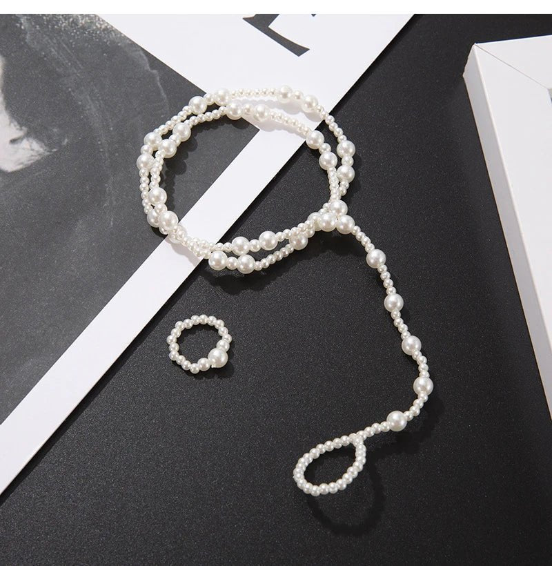 Double Layer Pearl Anklets for Women Summer Beach Sandal Anklet Barefoot Jewelry Bohemia Accessories Outdoor Travel Foot Chains - Tara's Tiny Treasures